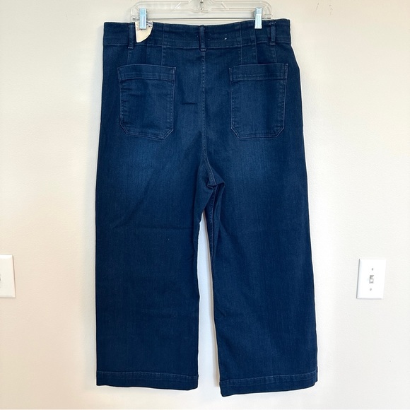 Anthropologie Pilcro The Skipper Cropped Wide-Leg Jeans Dark Denim Blue Size 34 - Picture 11 of 16